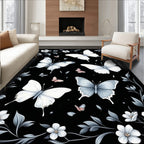 Elegant Butterflies Floral Pattern Rug