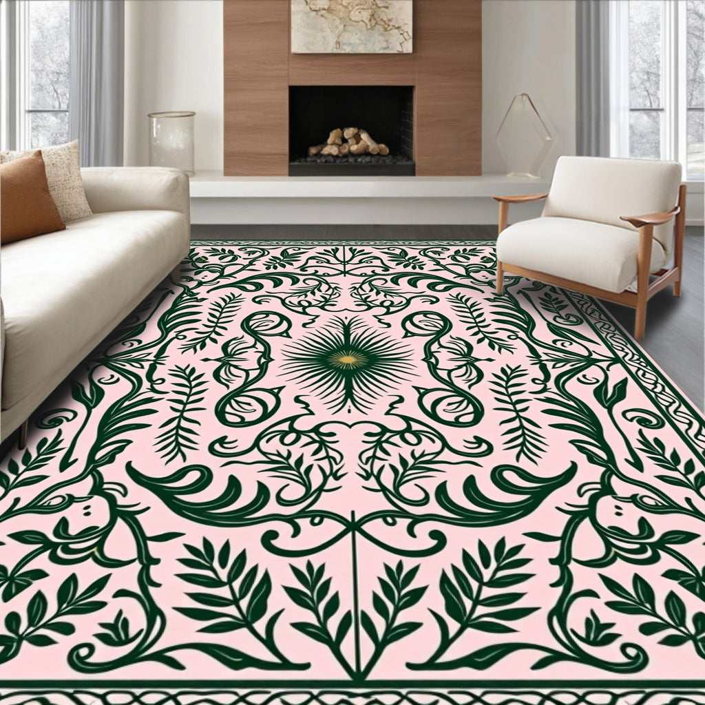 Emerald Green Fern Tropical Manor Rug