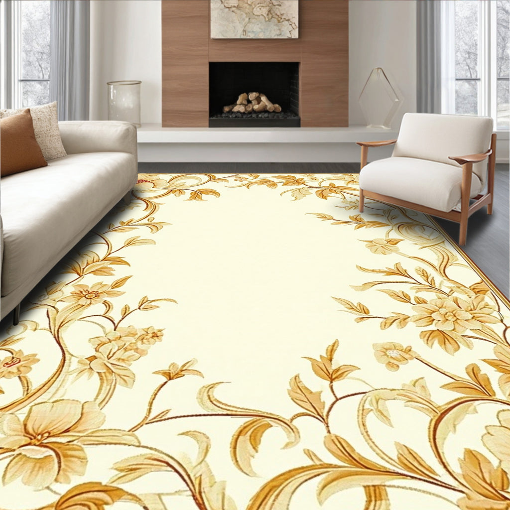 Golden Floral Vine Classic Design Rug