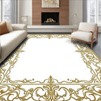 Ornate Gold Floral Scroll Border Rug