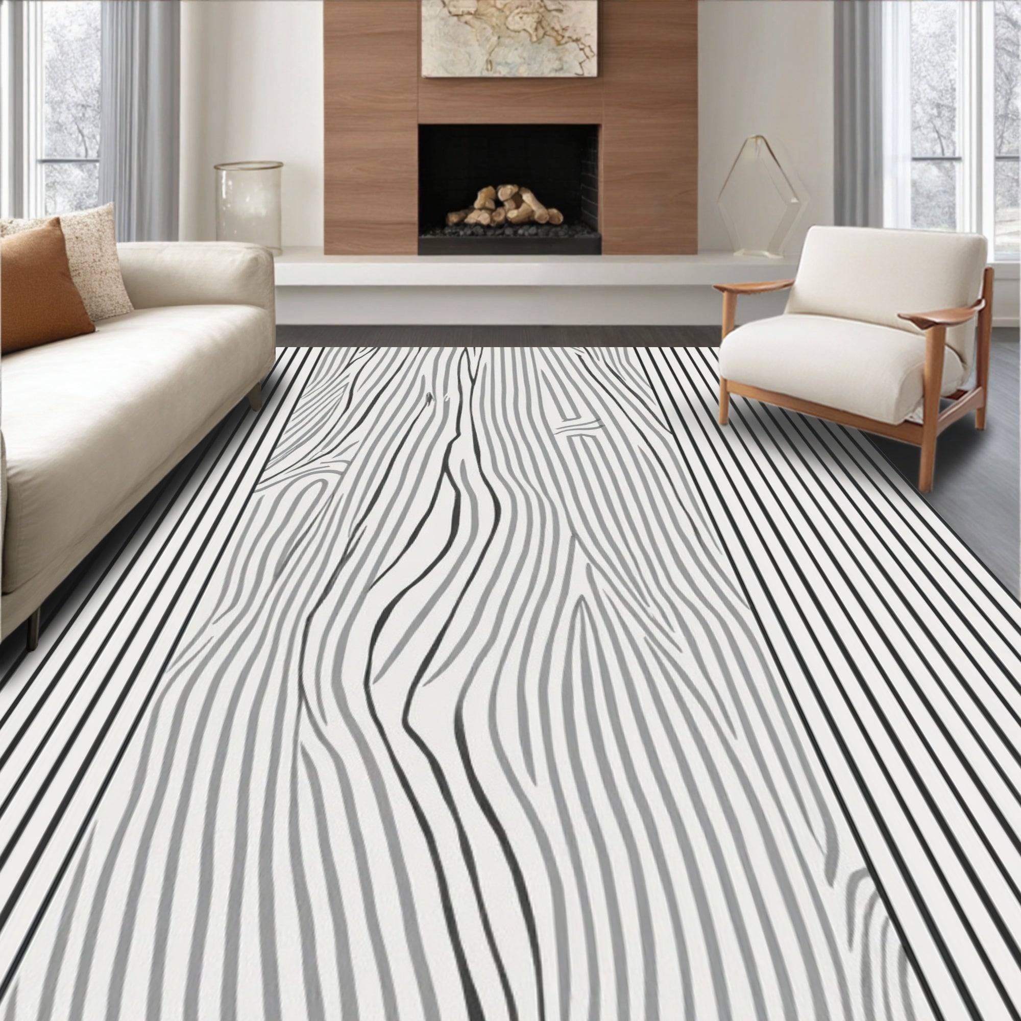 Striped Wood Grain Texture Rug