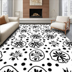 Hand-drawn Floral Dots Pattern Rug