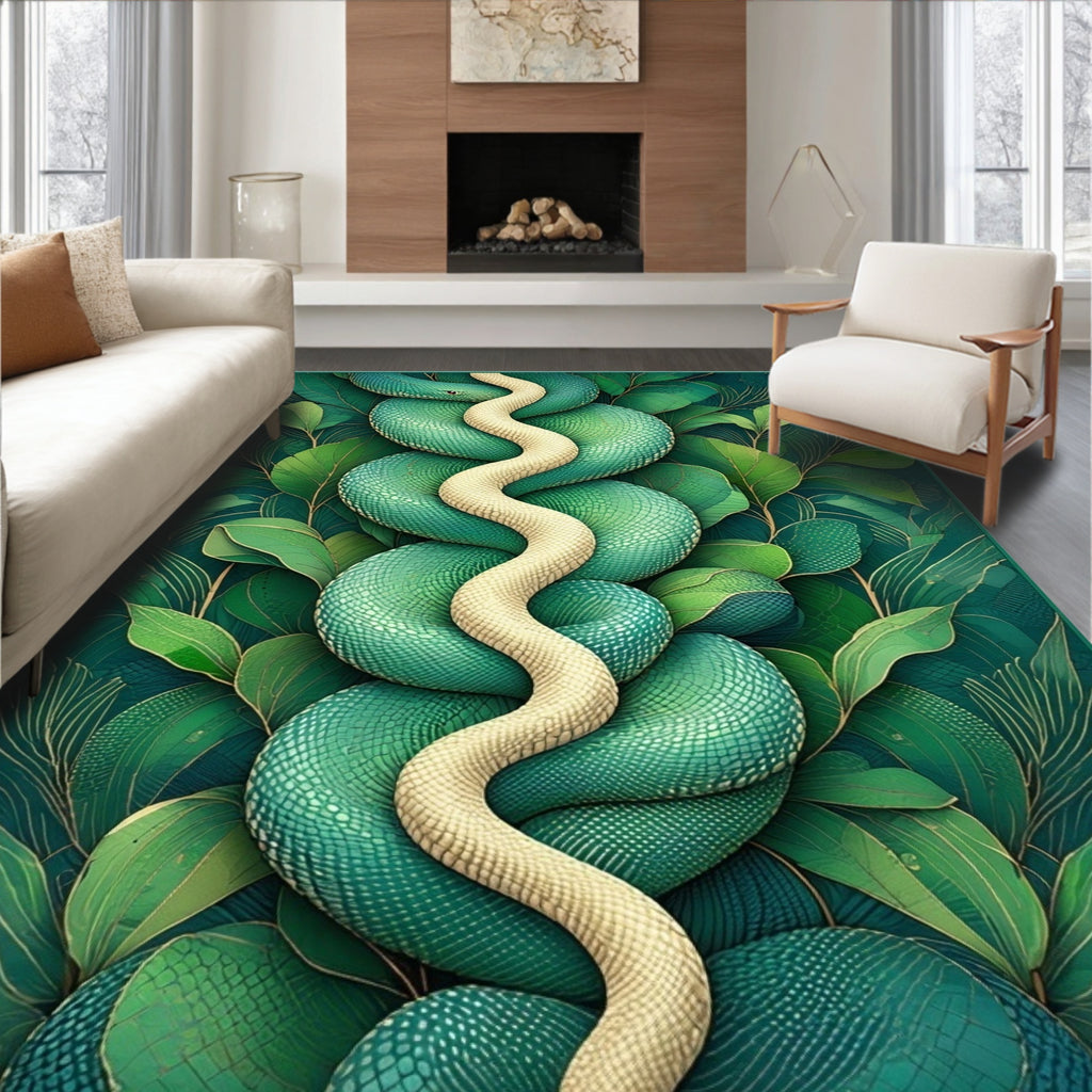 Serpentine Jungle Botanical Abstract Art Rug