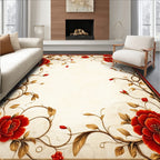 Red Floral Vine Pattern Scroll Rug