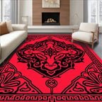 Bold Red Black Mandala Design Rug