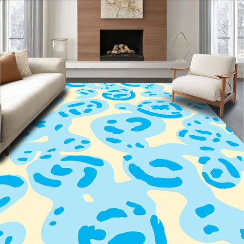 Abstract Blue Blob Pattern Rug