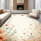 Delicate Floral Meadow Insect Pattern Rug