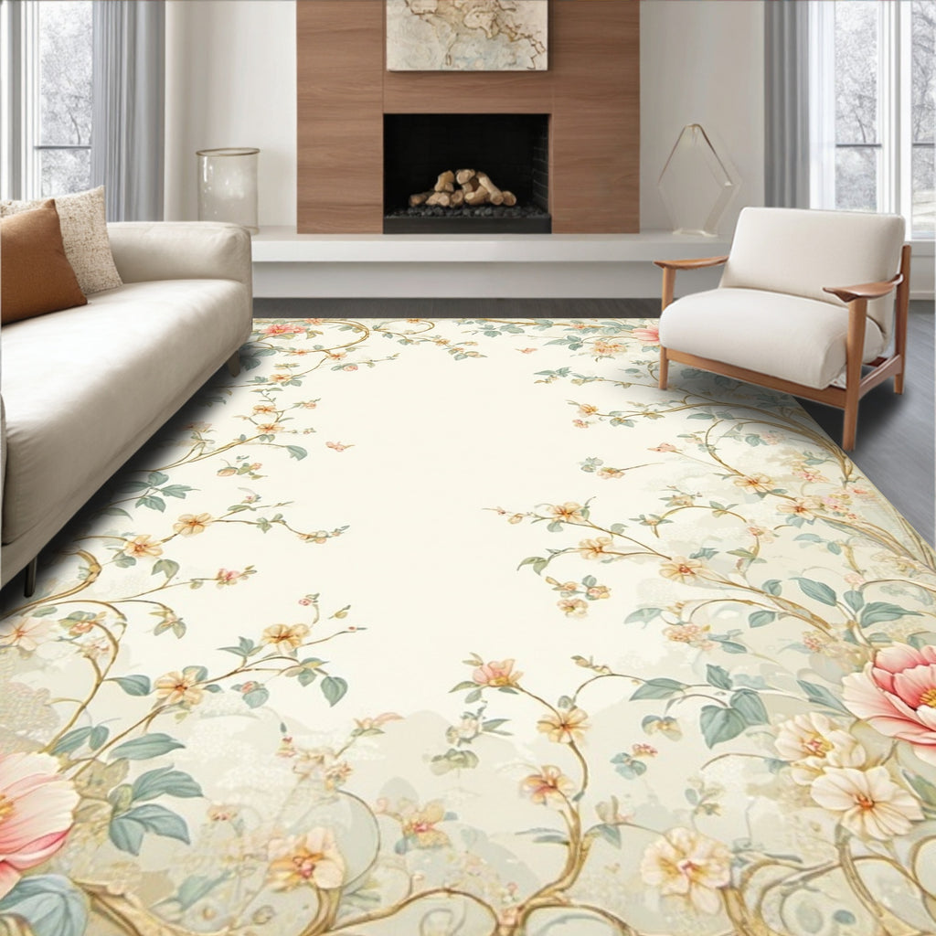 Spring Blossom Vine Floral Pattern Rug