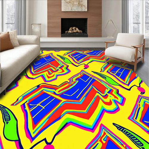 Abstract Geometric Bright Bold Shapes Rug