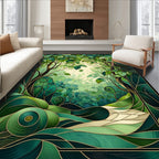 Art Nouveau Emerald Forest Pattern Rug