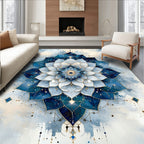 Celestial Blue Mandala With Gold Accents Rug