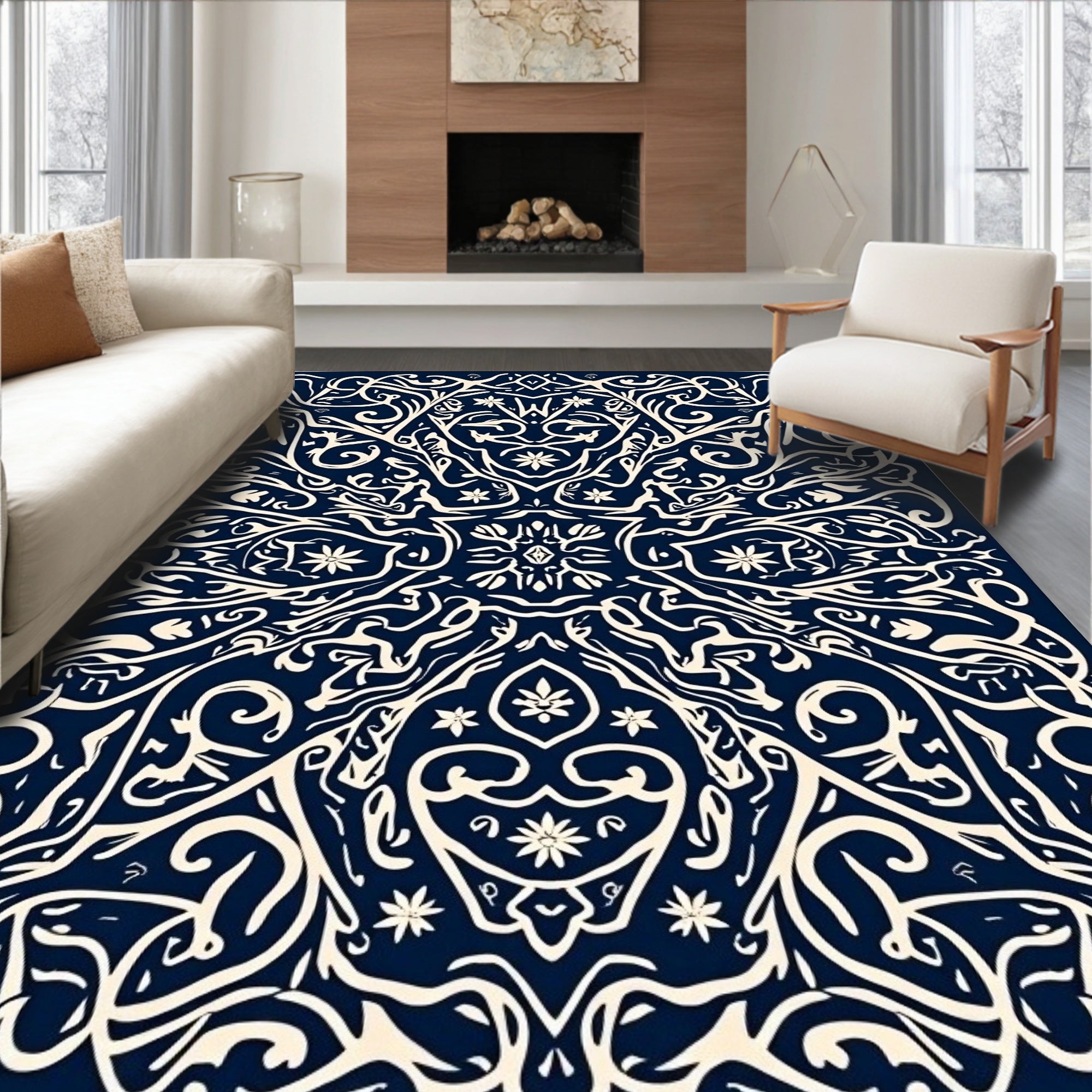 Intricate Floral Symmetry Rug
