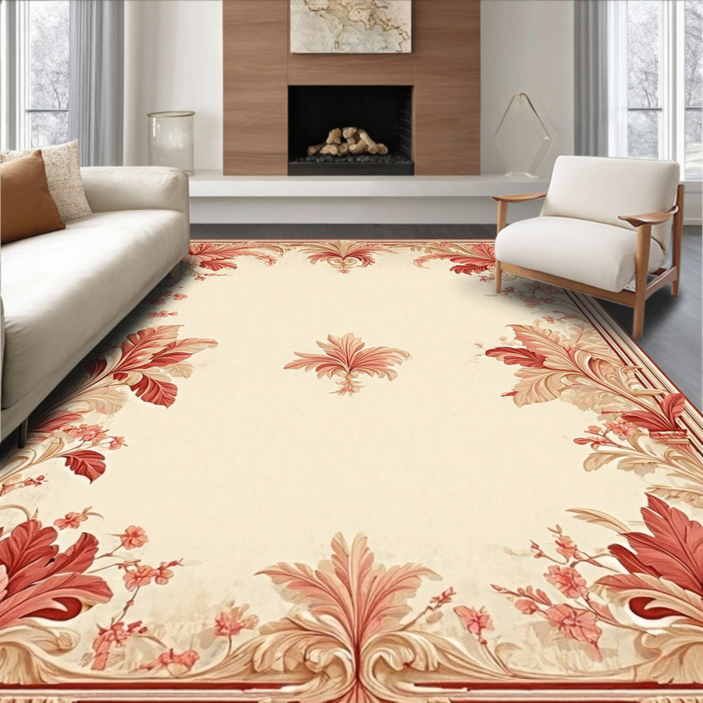 Ornate Floral Scrollwork Design Rug