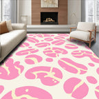 Pink Yellow Abstract Organic Shapes Rug