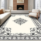 Elegant Black Floral Frame Design Rug