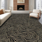 Black And Beige Swirl Pattern Rug