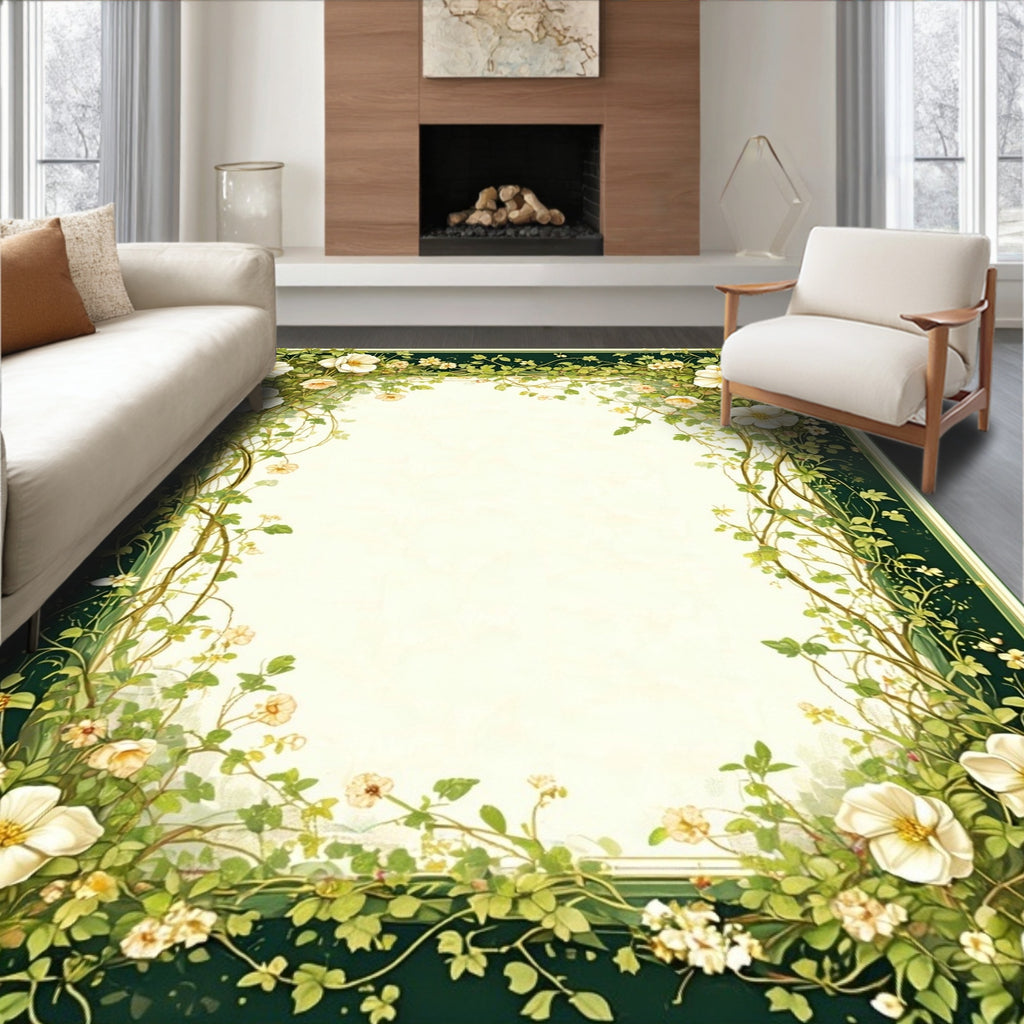 Whimsical Floral Vine Garland Rug