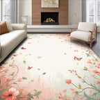 Whimsical Floral Butterflies Art Rug
