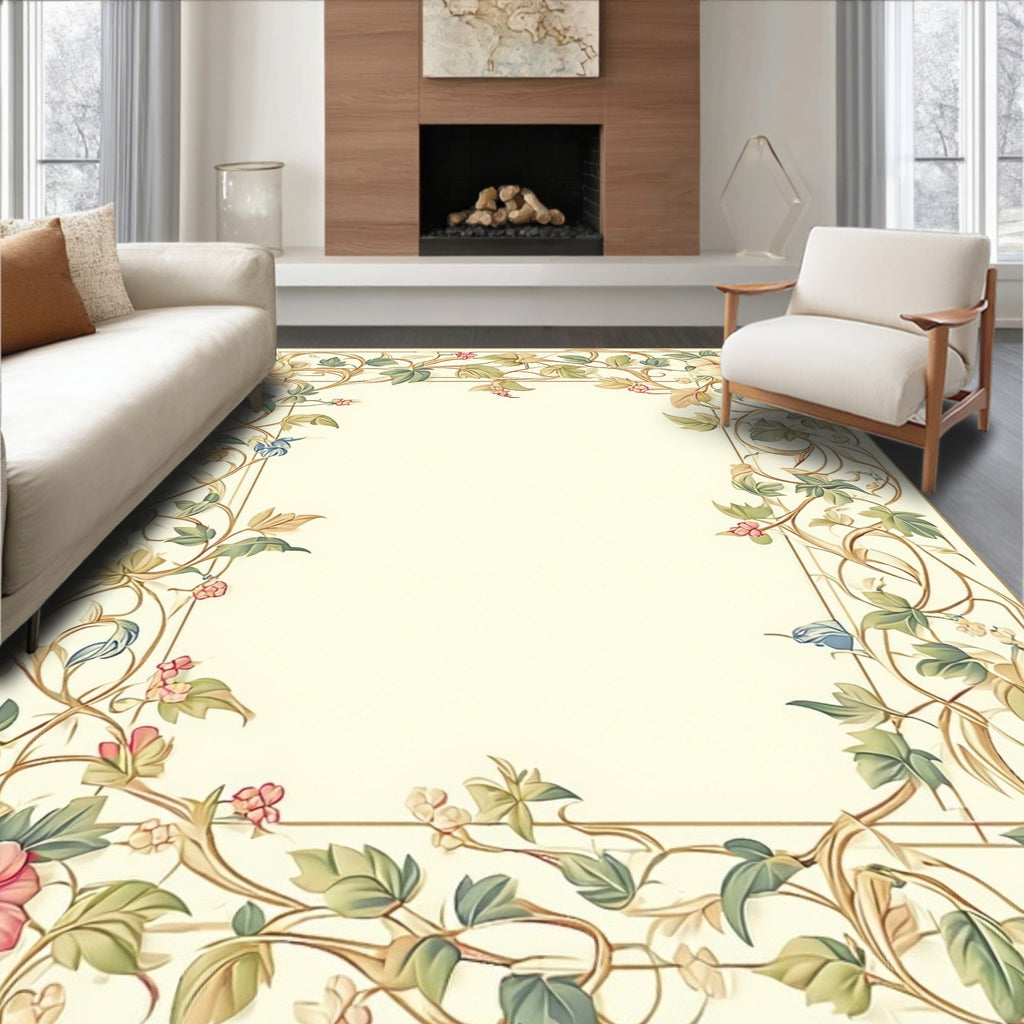 Botanical Vine Floral Scroll Pattern Rug