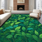 Lush Green Foliage Pattern Rug