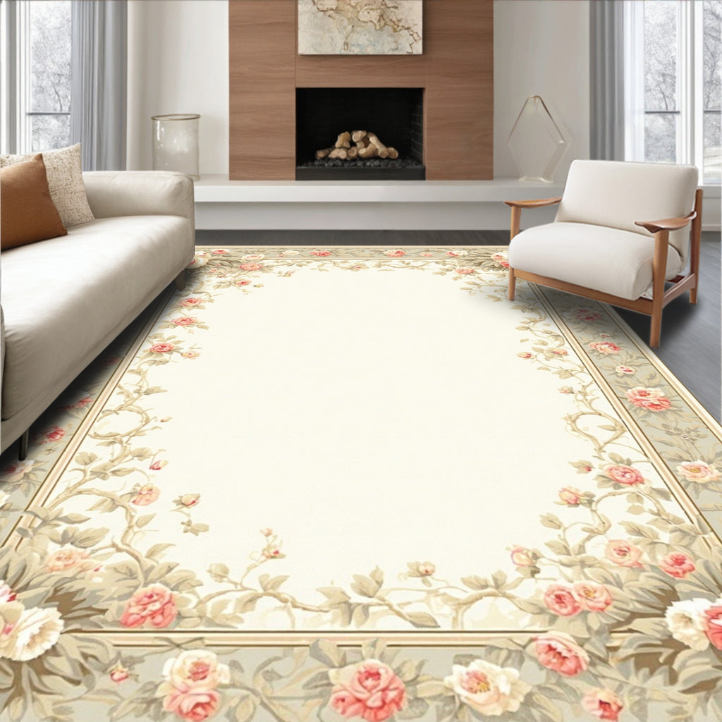 Vintage Floral Border Design Rug