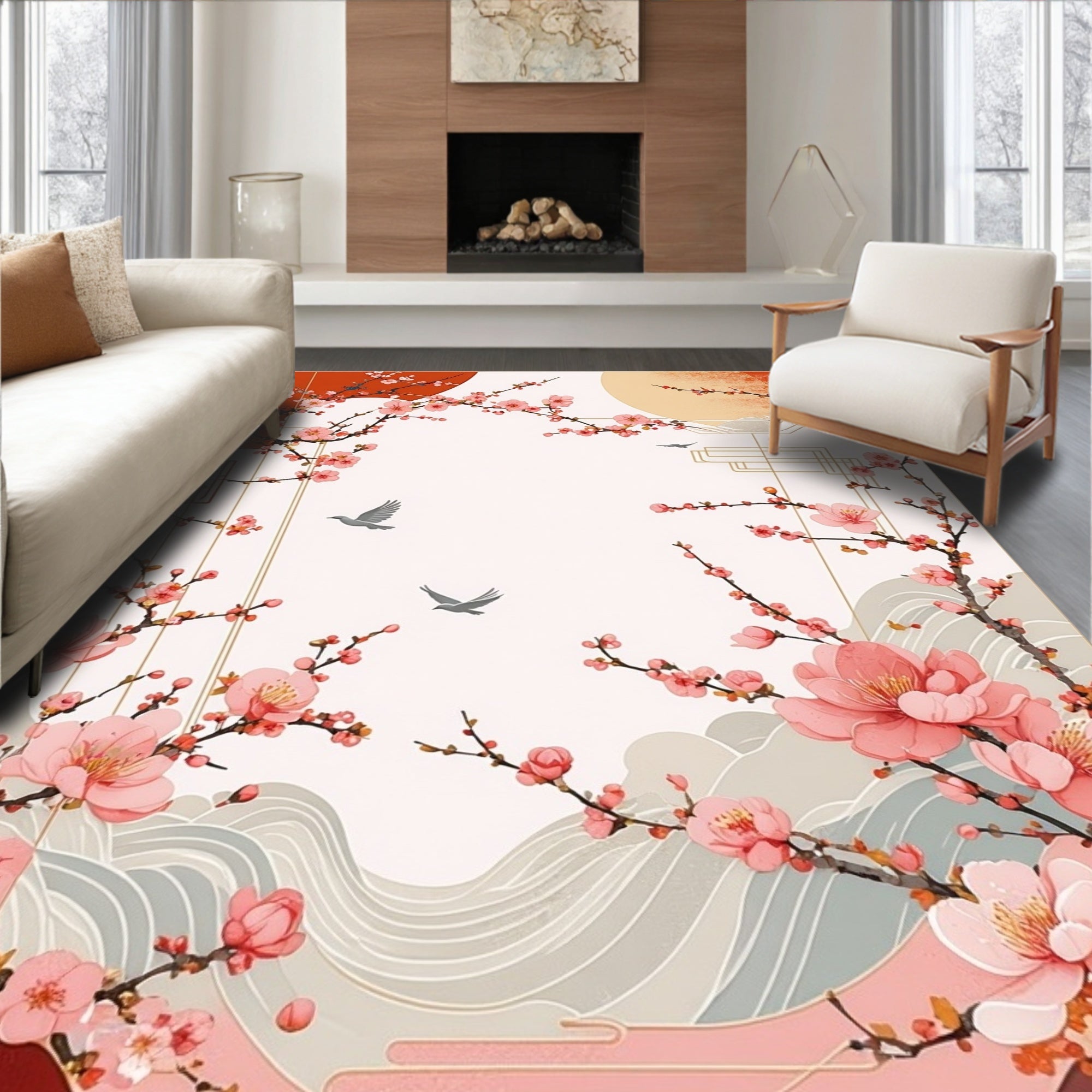 Spring Blossom Floral Scenic Rug