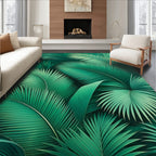 Lush Greenery Tropical Palm Leaves Rug