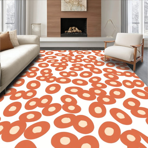 Abstract Orange Blob Pattern Rug