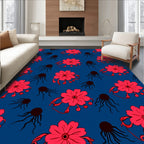 Red Floral Tentacle Pattern Rug