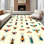 Whimsical Insect Patterned Pastel Rug