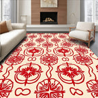Red Floral Chain Pattern Design Rug