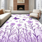 Purple Butterfly Flower Delight Rug