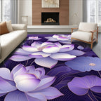 Luminous Purple Lotus Floral Design Rug