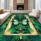 Emerald Butterfly Gold Leaf Art Nouveau Rug