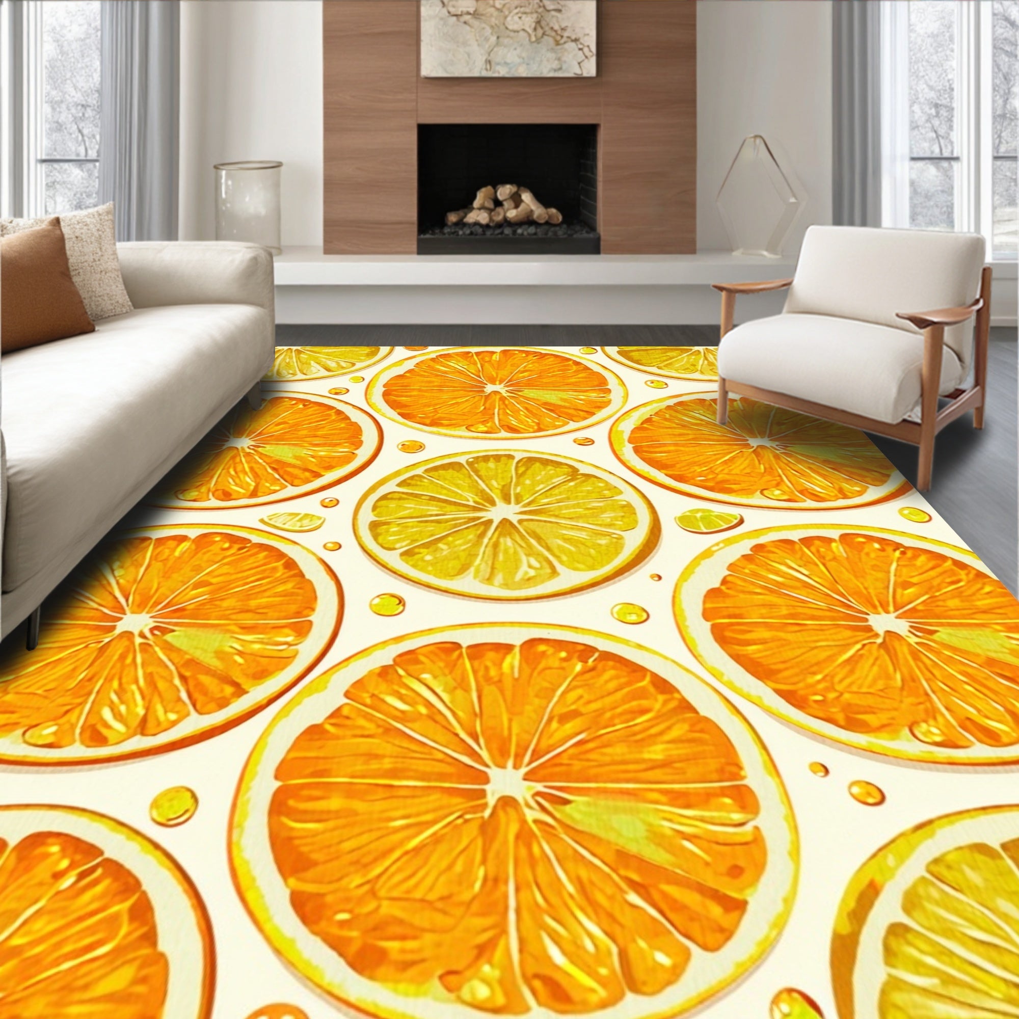 Citrus Slice Patterned Fun Design Rug