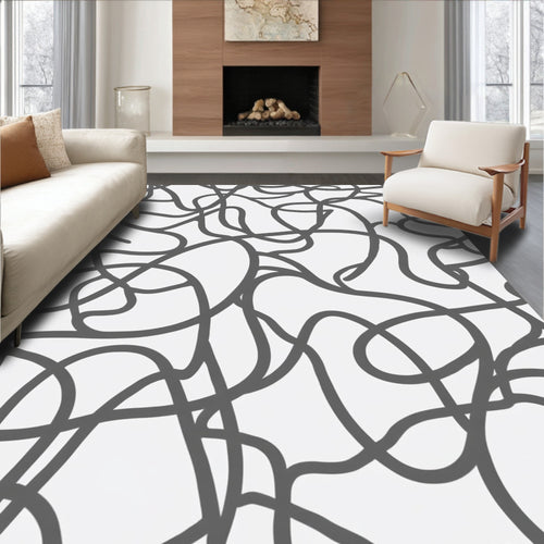 Abstract Intertwined Dark Lines Rug
