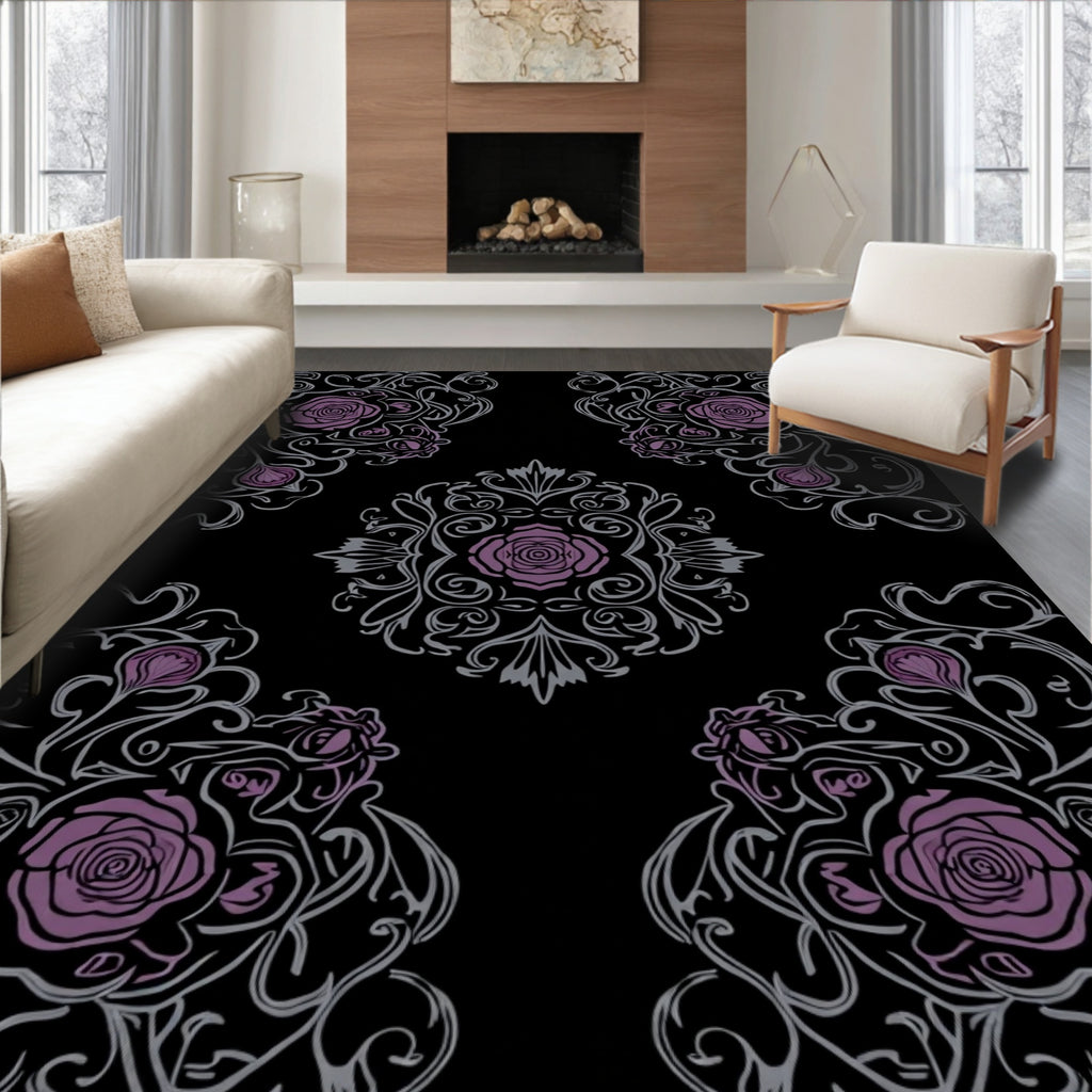 Art Nouveau Rose Vine Swirls Rug