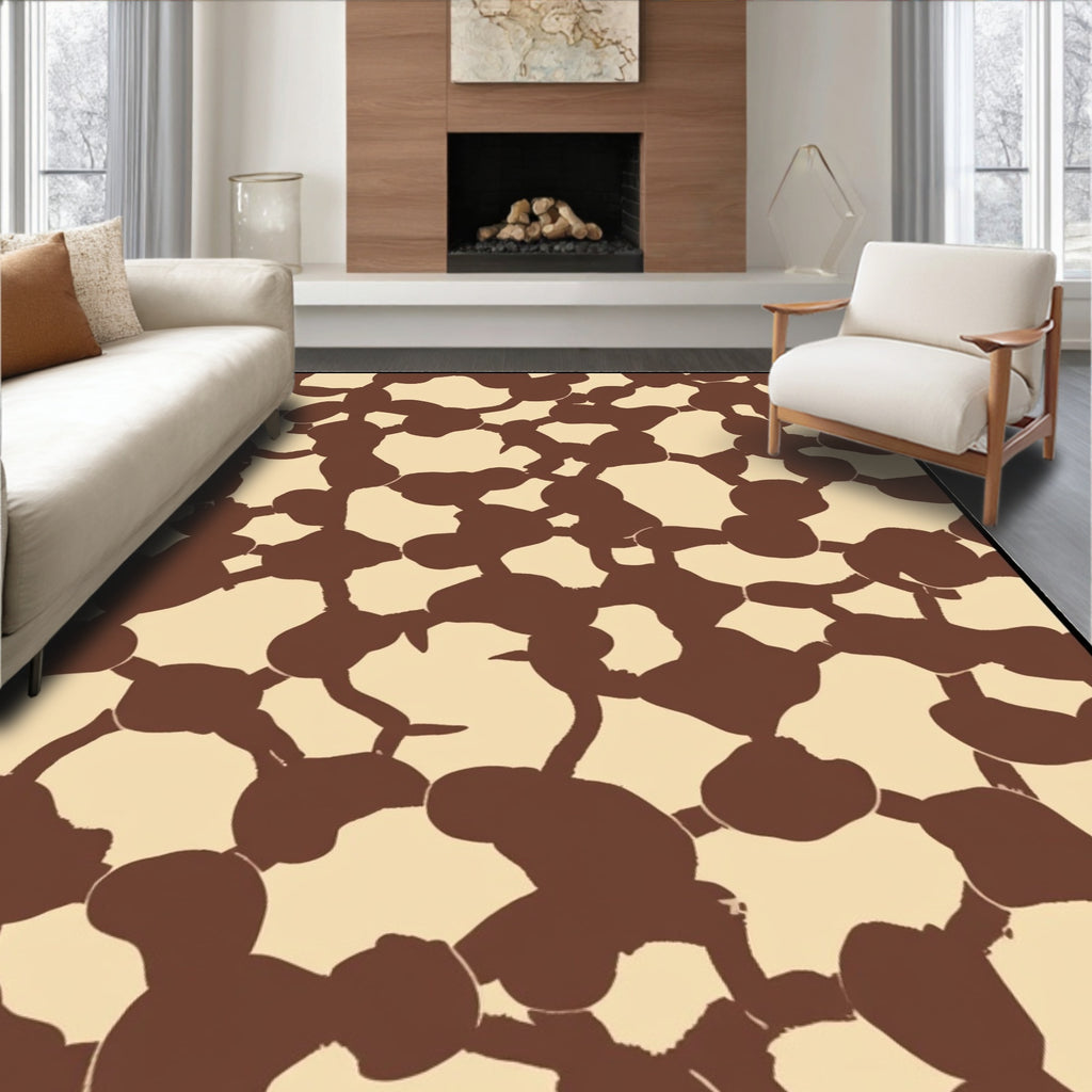 Organic Abstract Brown Beige Pattern Rug