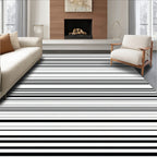 Modern Black White Stripe Pattern Rug