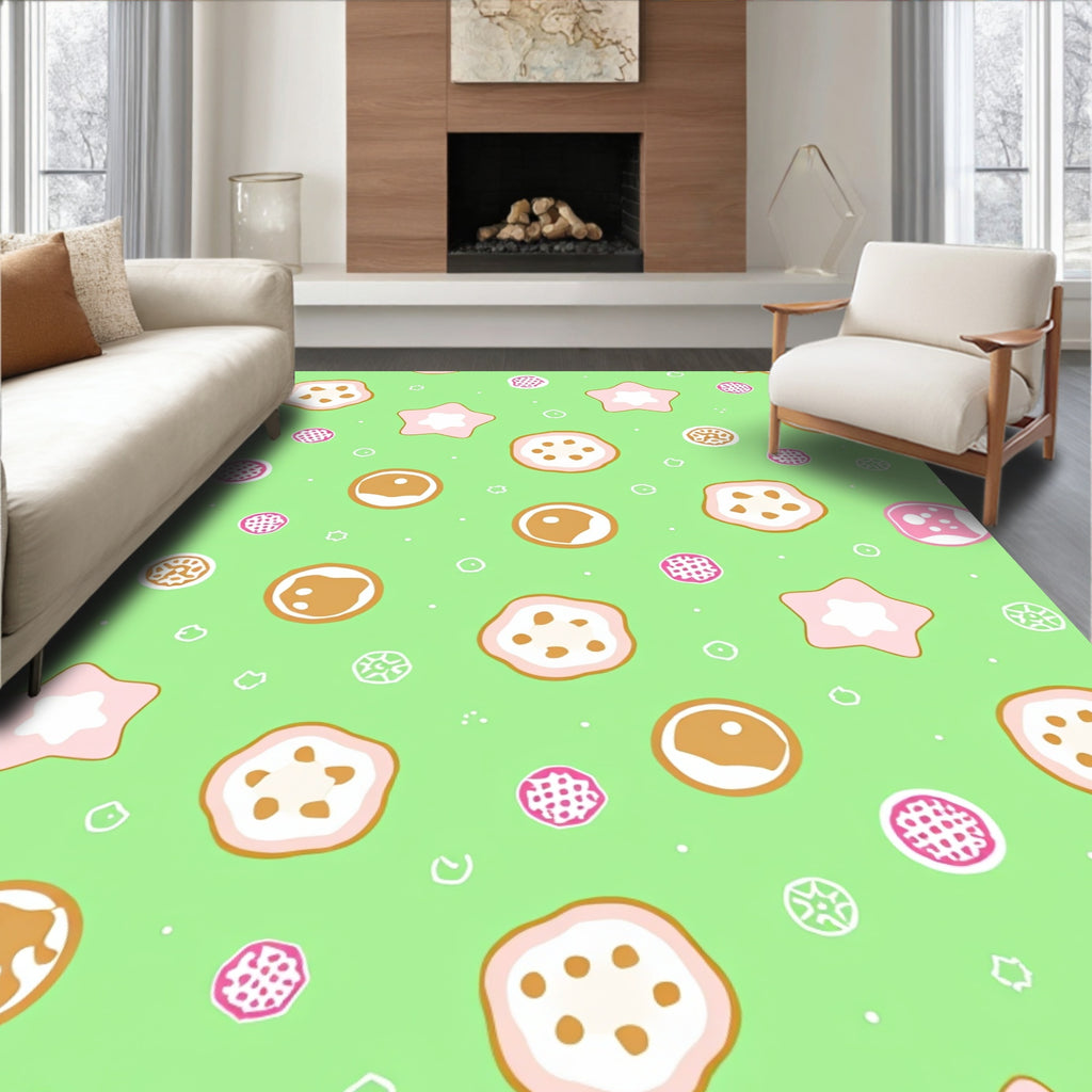 Whimsical Pink Star Doughnut Sprinkles Rug