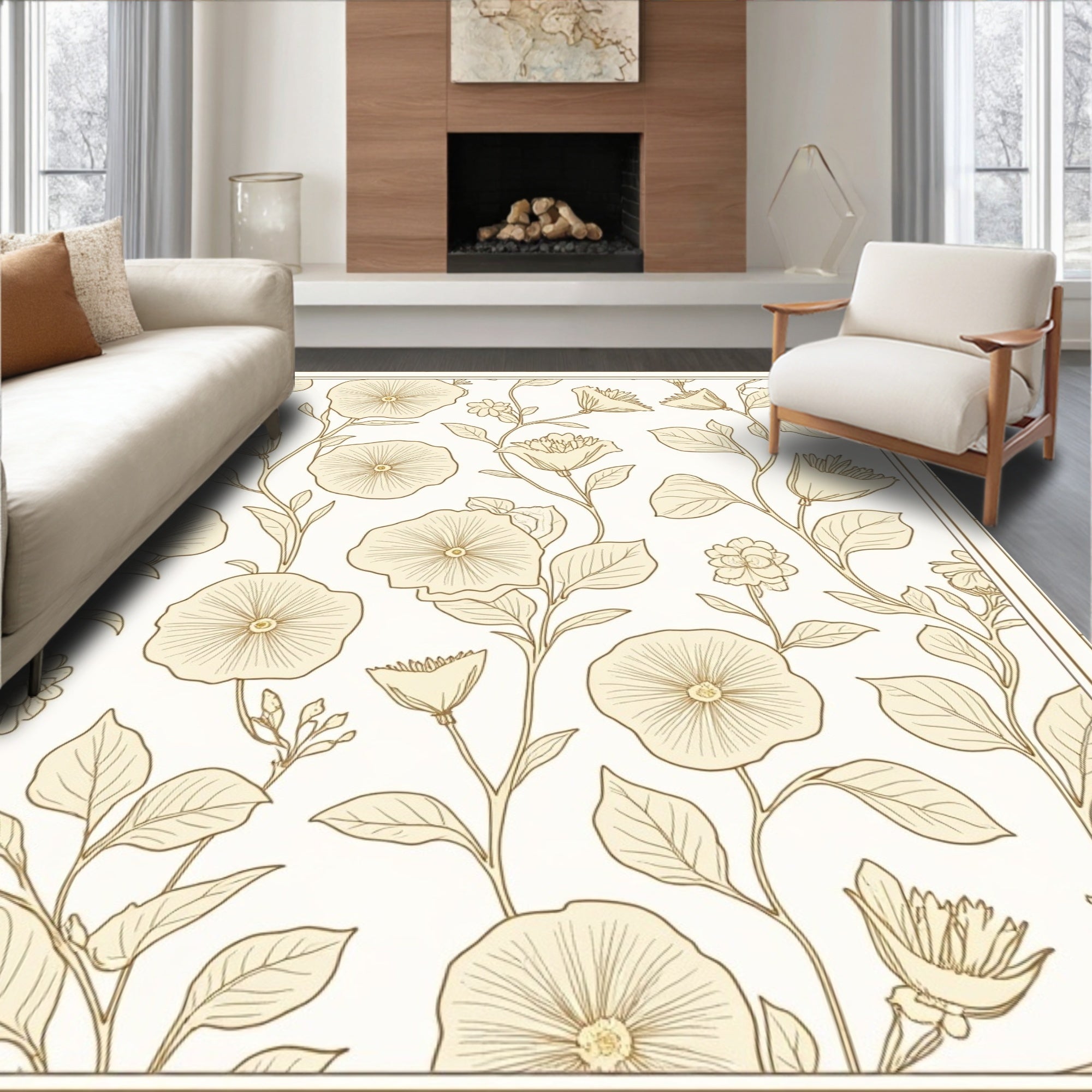 Vintage Floral Vine Pattern Accent Rug