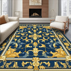 Ornate Gold Fleur And Leaf Scroll Rug