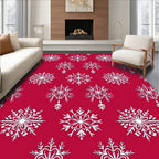 Crimson White Snowflake Garland Rug