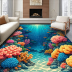 Vibrant Coral Reef Life Pattern Rug