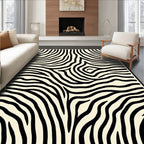 Bold Black Zebra Stripe Design Rug