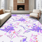 Soft Purple Pink Floral Sketch Rug