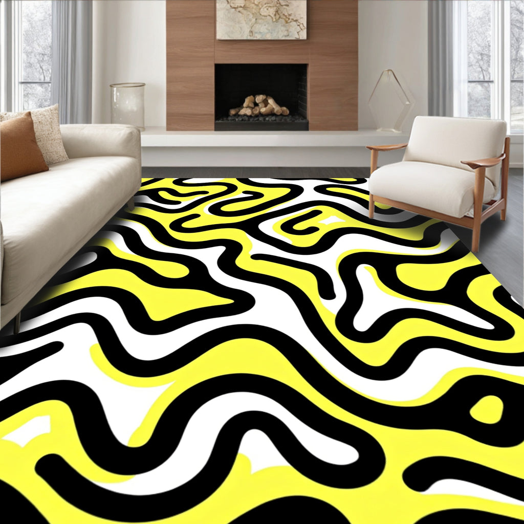 Bold Labyrinth Yellow Graphic Rug