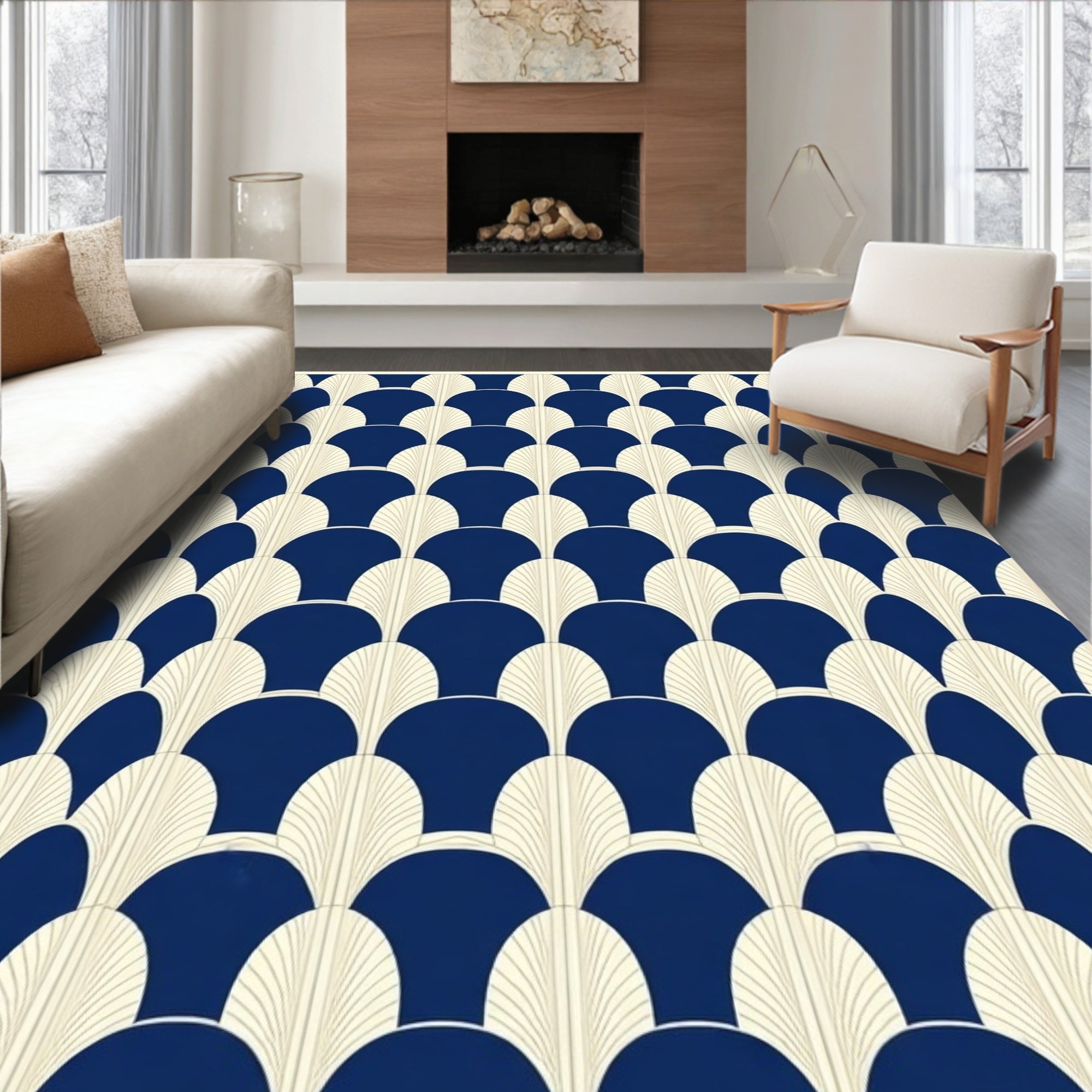 Art Deco Scallop Pattern Rug