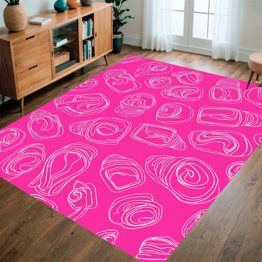 Abstract Swirls Lines Pink Design Rug