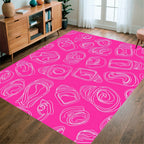 Abstract Swirls Lines Pink Design Rug